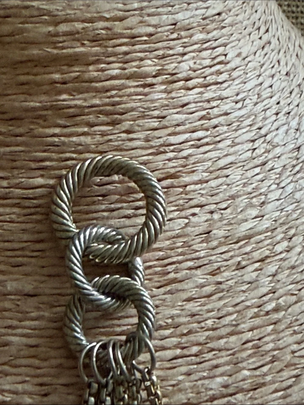 Bracelet toggle clasp smoky  crystal five strands gold tone